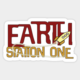 Earth Station One Rocket Ship Sticker